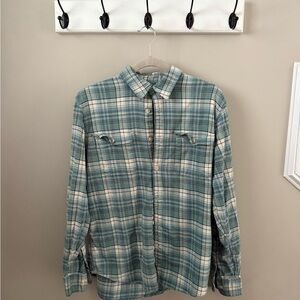 Lucky Brand Teal and Cream Plaid Men's Shirt